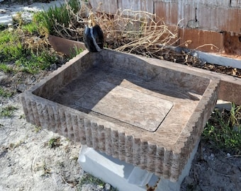 Lavandino in marmo travertino fatto a mano, lavabo da bagno in pietra naturale personalizzato