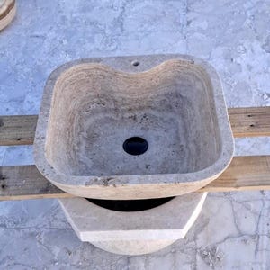 Handmade Travertine Square Sink: Custom Bathroom Decor (24x15.9x5.1&quot; inches)
