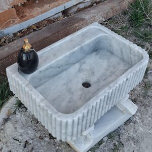 Lavabo de mármol de Carrara, lavabo de mármol, lavabo de tocador, lavabo ranurado, lavabo, decoración de baño, lavabo de tamaño personalizado, baño elegante, lavabo de pedido especial