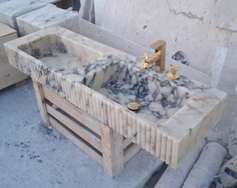 Calacatta Viola Marble Double Sink Vanity – Natural Stone Bathroom Sink