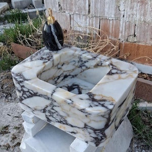 Calacatta Viola Marble Sink – Custom Handmade Natural Stone Bathroom Vanity Washbasin