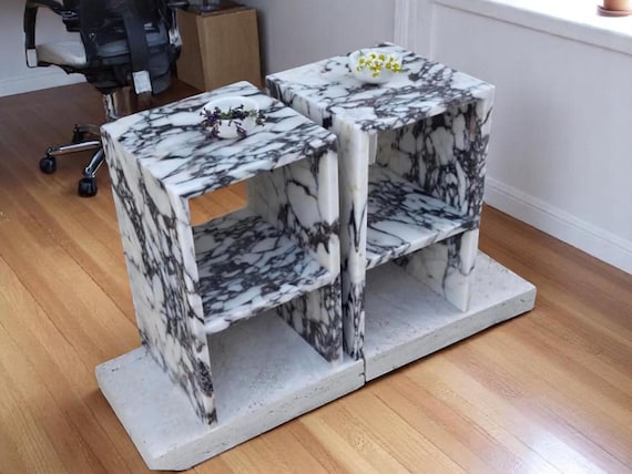 Calacatta Viola Marble Nightstand – Handcrafted Bedside Table