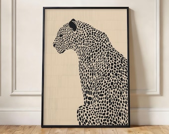 Minimalist Leopard Silhouette in Neutral Tones