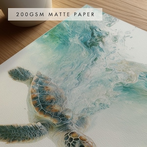 Sea Turtle Poster, Realistic Ocean Wildlife Wall Art Print, Coastal Marine Animal Decor image 2