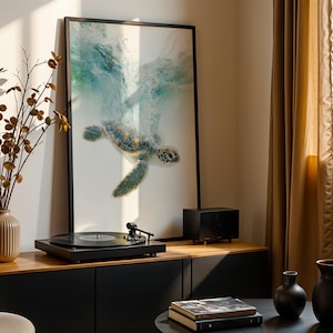 Sea Turtle Poster, Realistic Ocean Wildlife Wall Art Print, Coastal Marine Animal Decor image 13