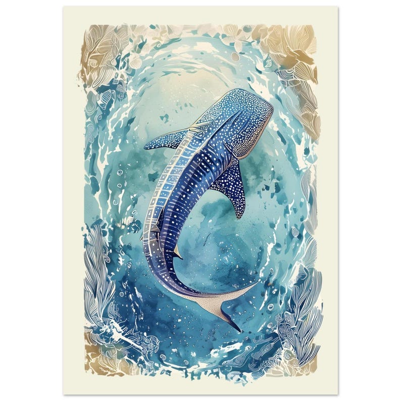Whale Shark Watercolor Art Print – Blue Ocean Sea Life Wall Decor - Etsy