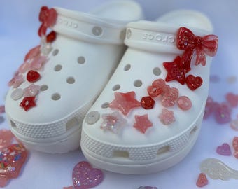 Strawberry Croc Charms – Pastelkleurige glitterstrikken, harten, sterren schoendecoratie