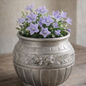 Signed Villien Antique French Pewter Planter, Art Nouveau Rose Cache Pot, Early 1900s Jardiniere