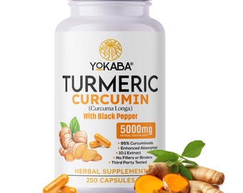 500 Capsules Turmeric Curcumin 5000mg Herbal Extract with BioPerine by YOKABA