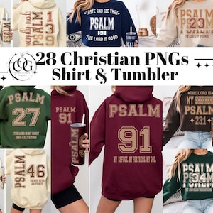 Ensemble de dessins Christian Psalm Shirt & Tumbler PNG : graphismes de versets bibliques (téléchargement numérique) M1