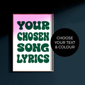 Personalized Song Lyrics Print – Custom Music Poster Gift – A5 A4 A3 Sizes - Choose Your Song Lyrics And Colours