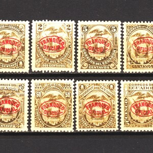 Ecuador 1896, serie completa sobreimpresa, sin usar. (4636)