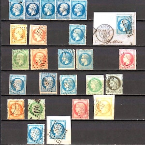 France 1800s, vintage sollection of 25 stamps, high catalod value, used. (3742)