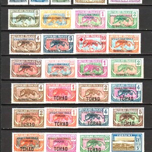 French Chad, 1920s, collection of overprinted stamps, unused.  (3766)
