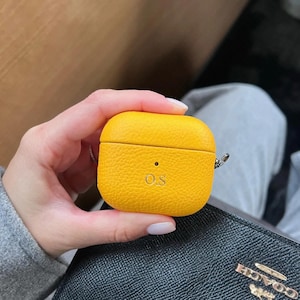 Op maat gemaakte AirPods 1,2,3,4 en Pro 1, 2-hoes / luxe lederen hoes / kiezelleren Airpods-hoesje / AirPod-hoesje met monogram – gratis verzending