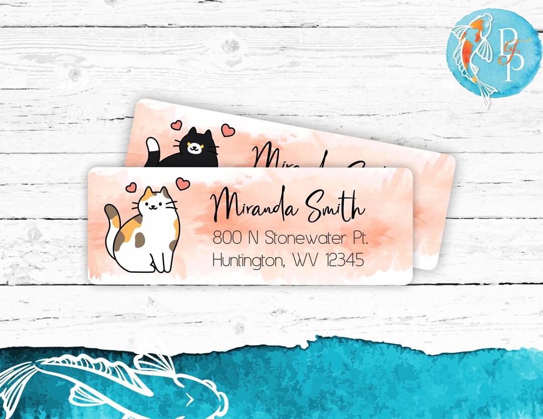 Cat Address Labels | Personalized Return Address Labels, Cat Themed ...