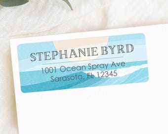 Beach Address Labels | Personalized Return Address Labels, Seashore Address Labels, Custom Return Labels, Printed Envelope Stickers