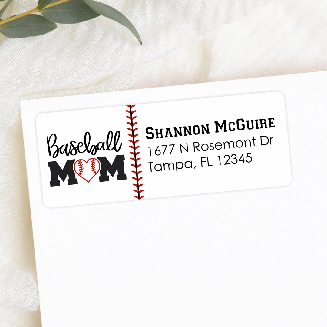 Mom Address Baseball Mom Return Address Labels, Personalized Envelope Stickers - Etsy