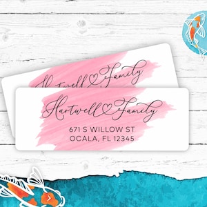 Pink Address Labels | Personalized Return Address Labels, Pink Watercolor Address Labels, Custom Return Labels, Printed Mailing Labels