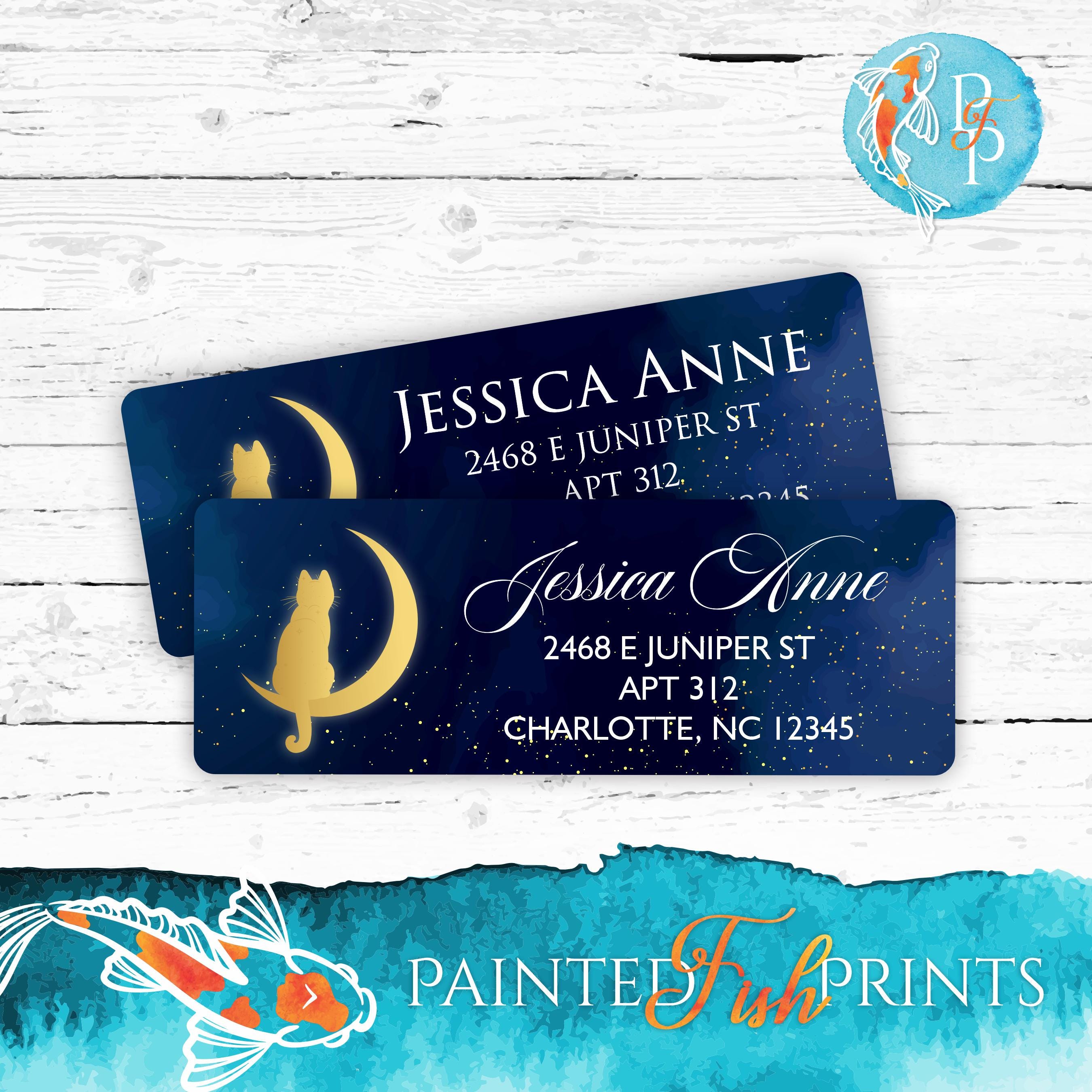 Moon Cat Address Labels | Personalized Return Address Labels, Cat ...