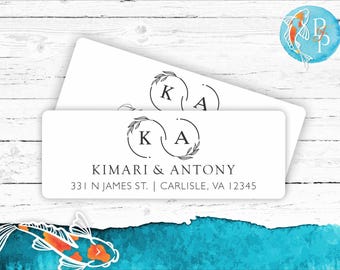 Elegant Address Labels | Personalized Return Address Labels, Monogram Address Labels, Custom Return Labels, Printed Mailing Labels