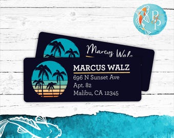 Beach Address Labels | Personalized Return Address Labels, Beach Themed Address Labels, Custom Return Labels, Printed Mailing Labels