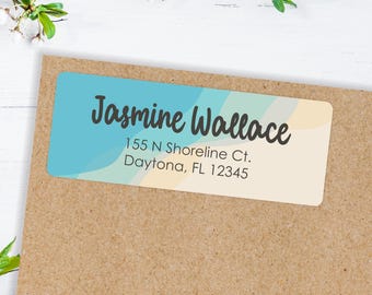 Beach Address Labels | Personalized Return Address Labels, Seashore Address Labels, Custom Return Labels, Printed Envelope Stickers