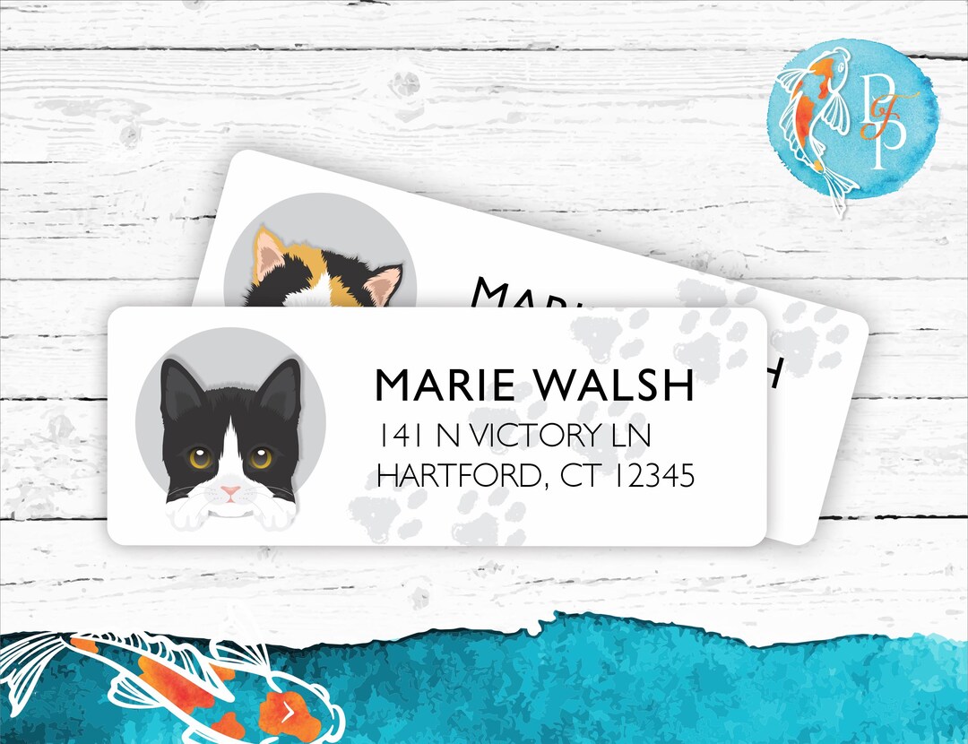 Cat Address Labels | Personalized Return Address Labels, Cat Themed ...