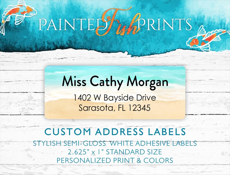 Beach Address Labels | Personalized Return Address Labels, Seashore ...