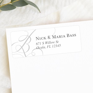 Monogram Address Labels | Personalized Return Address Labels, Elegant Monogram Address Labels, Custom Return Labels, Printed Mailing Labels
