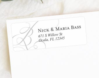 Monogram Address Labels | Personalized Return Address Labels, Elegant Monogram Address Labels, Custom Return Labels, Printed Mailing Labels