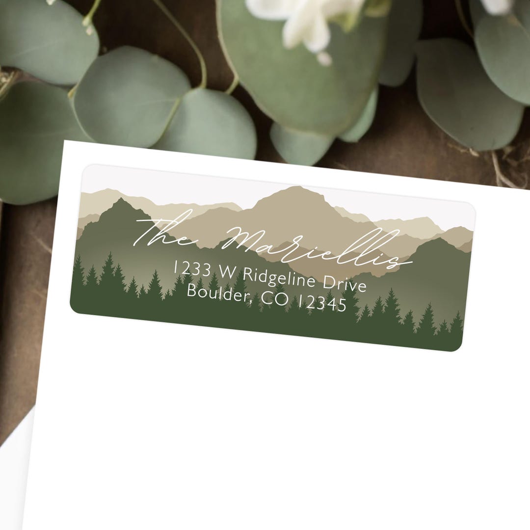 Rustic Address Lables Rustic Address Labels | Personalized Return Labels, Mountain Range ...