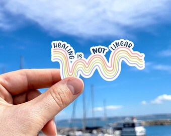 Healing Is Not Linear Sticker: Waterproof Mental Health Awareness Decal