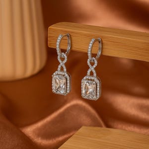 CZ Sterling Silver Drop Earrings