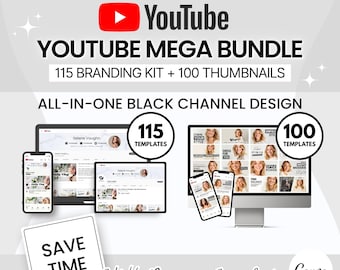 White YouTube Branding Bundle: Channel Art & Thumbnails (Canva Editable Digital Download)
