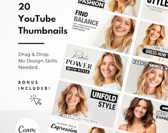 YouTube Thumbnail Templates: Minimalist Canva Branding Kit (Digital Download)