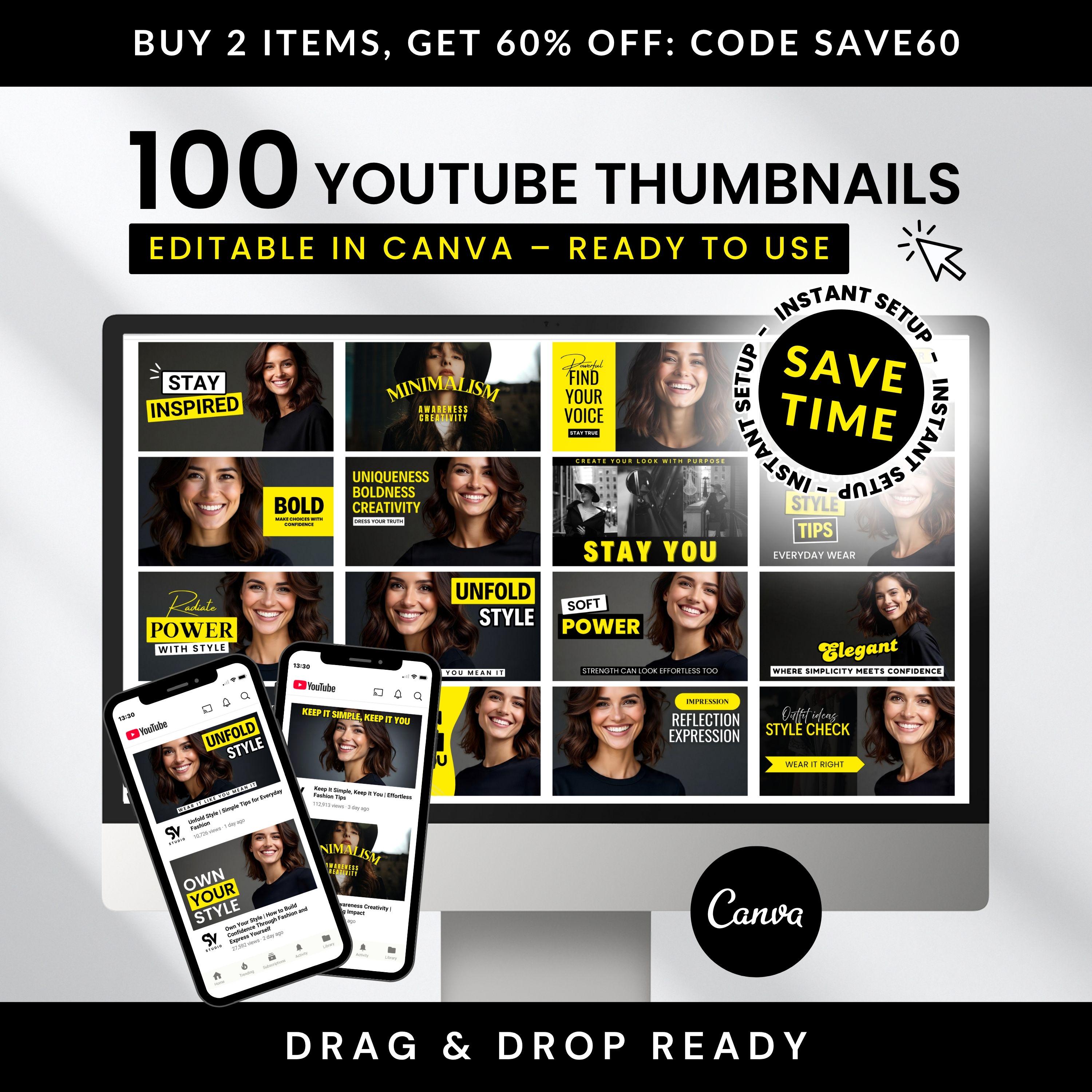 100 Youtube Thumbnail Templates: Beauty, Fashion, DIY (canva 100 Youtube Thumbnail Templates: Beauty, Fashion, DIY (canva