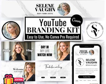 Canva YouTube Branding Kit: Channel Art, Logo, Intro/Outro Templates