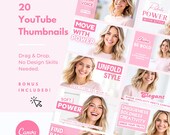 20 YouTube Thumbnail Templates: Pink Fashion Branding Kit (Digital Download)