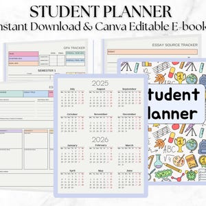 Planificador estudiantil / Organizador académico y rastreador de estudios / Planificador de tareas, exámenes y metas para preparatoria, universidad y colegio