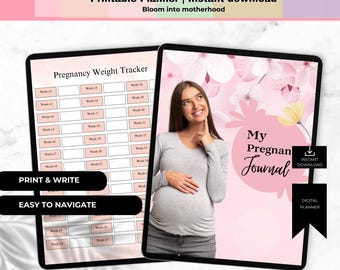 My Pregnancy Journal, Digital Pregnancy Planner, Trimester Tracker, Baby Bump Diary, Maternity Wellness Log, Printable Pregnancy Book