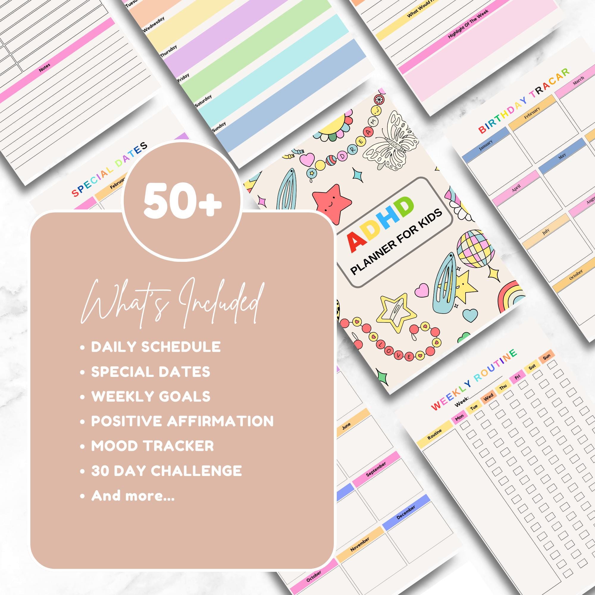 ADHD Planner for Kids, Printable Daily Organizer, Routine and Focus ...