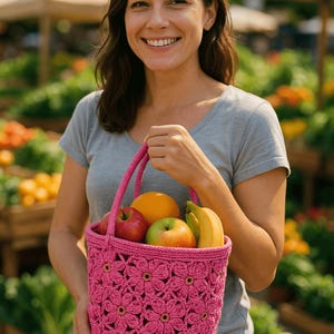 Raffia Flower Bag Crochet Pattern: Beginner-Friendly Handbag Tutorial (PDF)
