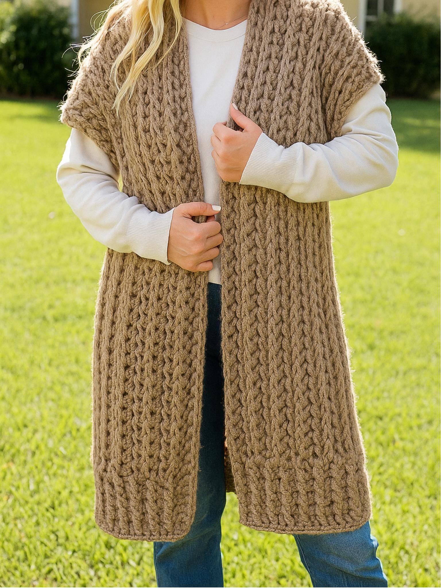 Gilet Bolero Tricoté Crochet - Bleu Clair - Taille 36/34 - Neuf Sans étiquettes