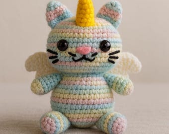 Crochet Caticorn Amigurumi Pattern: Beginner-Friendly PDF Tutorial (Digital Download)