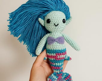 Mermaid Crochet Pattern PDF: Amigurumi Doll with Yarn Hair (12")