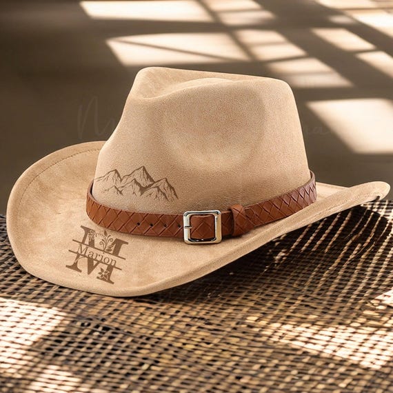 Custom Cowboy Hat, Leather Cowboy Hat, Engraved Logo Cowboy Hat, Wedding Hat, Holiday Hat, Seaside Holiday Hat