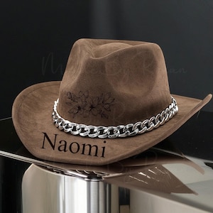 Personalized Cowboy Hats With Names, Vegan Suede Hats, Design Your Fedora Hats, Wildflower Hats, Wide Brim Hats, Western Cowboy Hats