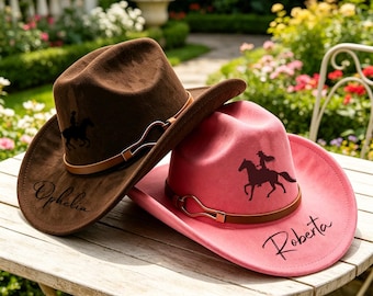 Personalized Couples Denim Hat, Custom Wedding Denim Hat, Engraved Name Cowboy Hat, Bachelorette Party Denim Hat, Holiday Hat