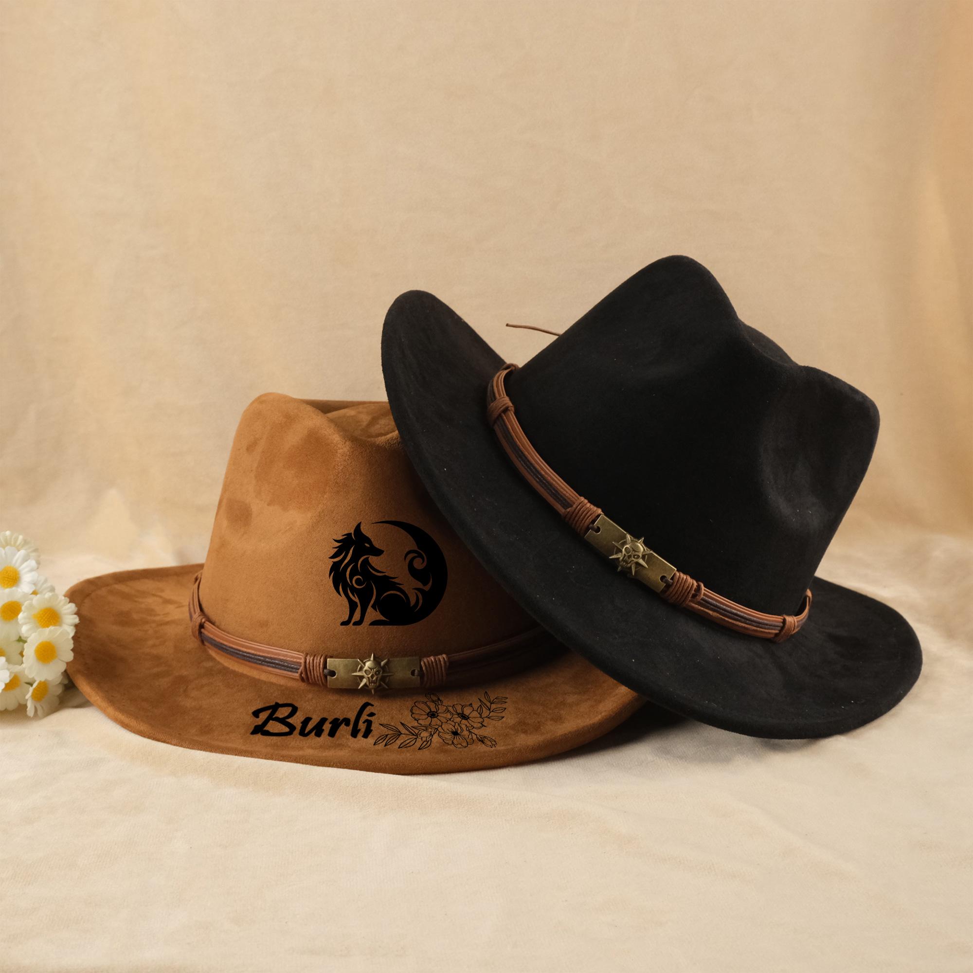 Western Style Personalized Vegan Suede Hats, Boho Style Hats 